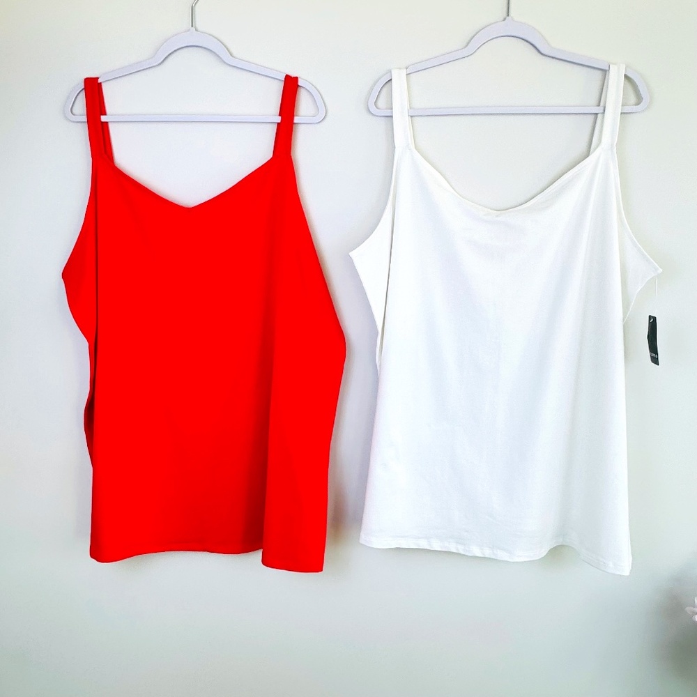 TORRID Bundle of Basic White and Red Foxy Tank Tops NWT / Plus 6X - 30